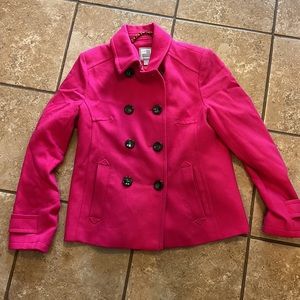 JC Penney Pea Coat Bright Pink, Large, smoke free home. Used.